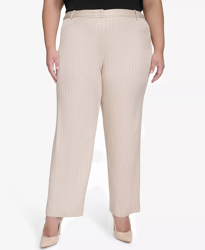 Брюки-клеш в тонкую полоску большого размера с современным кроем DKNY, коричневый/бежевый
Брюки-клеш в тонкую полоску большого размера с современным кроем DKNY, коричневый/бежевый