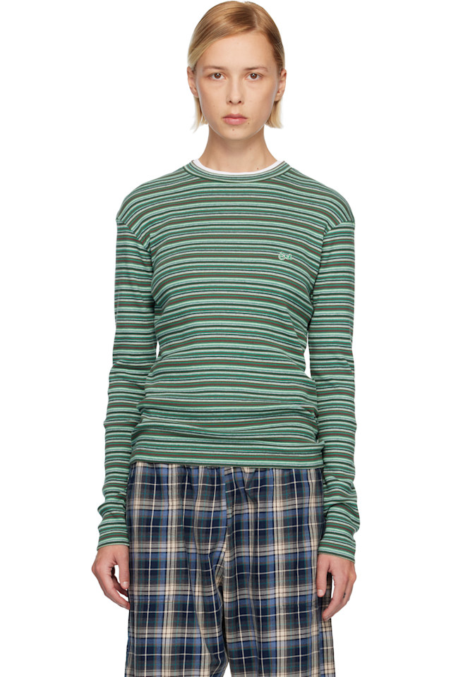 Полосатая футболка с длинными рукавами Erl, зеленый
Полосатая футболка с длинными рукавами Erl, зеленый
