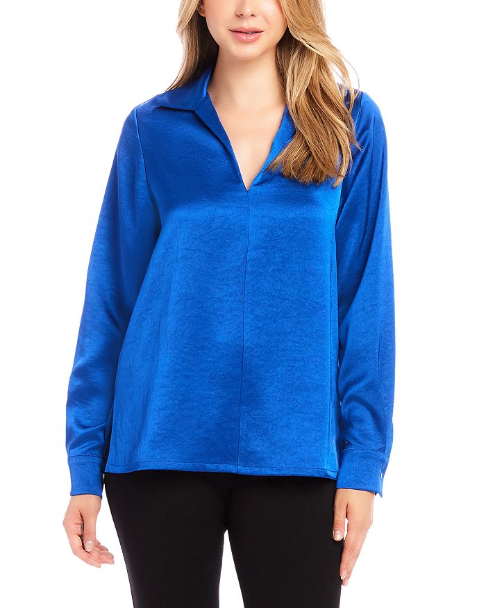 Атласная блузка с длинным рукавом и воротником Karen Kane, синий
Атласная блузка с длинным рукавом и воротником Karen Kane, синий