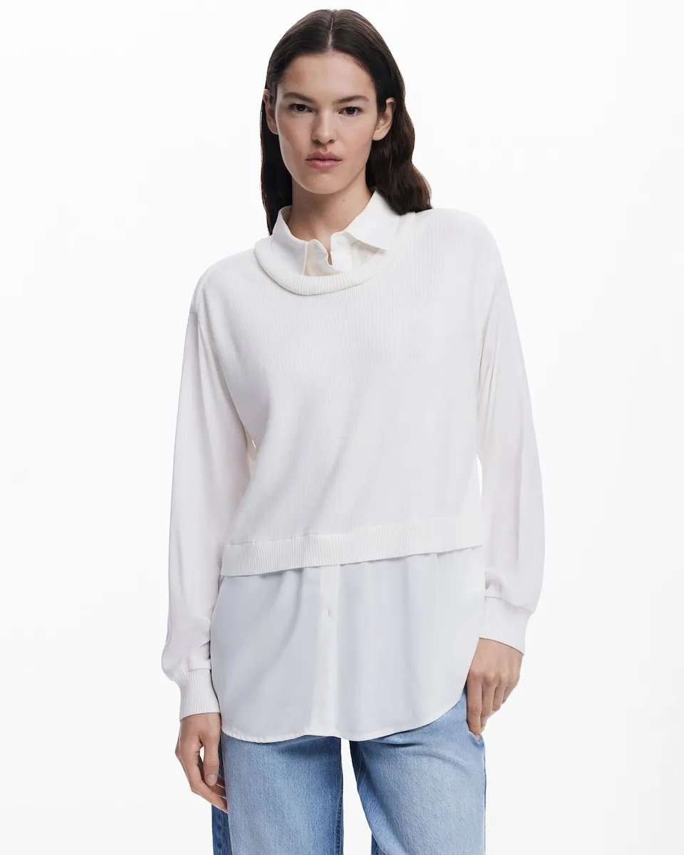 Женская рубашка с длинным рукавом эффект 2в1 Desigual, белый
Женская рубашка с длинным рукавом эффект 2в1 Desigual, белый