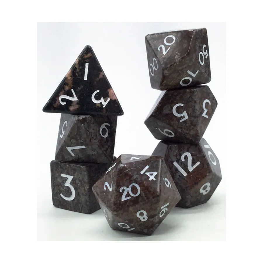 Набор Poly Set — коричневая яшма со снежинками и белым (7), Semi Precious Stone Dice (Level Up Dice)
Набор Poly Set — коричневая яшма со снежинками и белым (7), Semi Precious Stone Dice (Level Up Dice)
