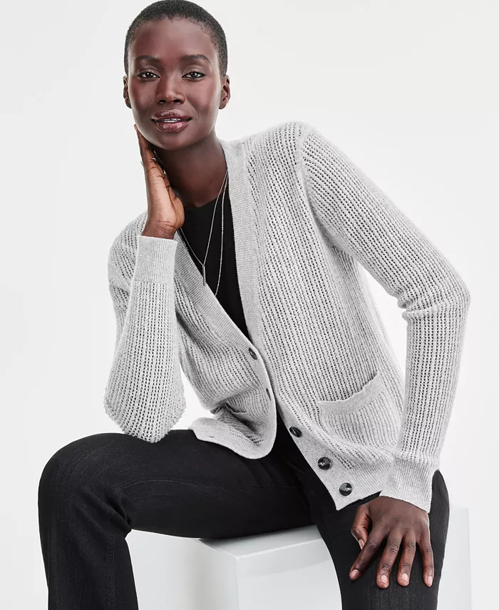 Женский кардиган бойфренда из 100% кашемира с пуантами Charter Club, серый
Женский кардиган бойфренда из 100% кашемира с пуантами Charter Club, серый