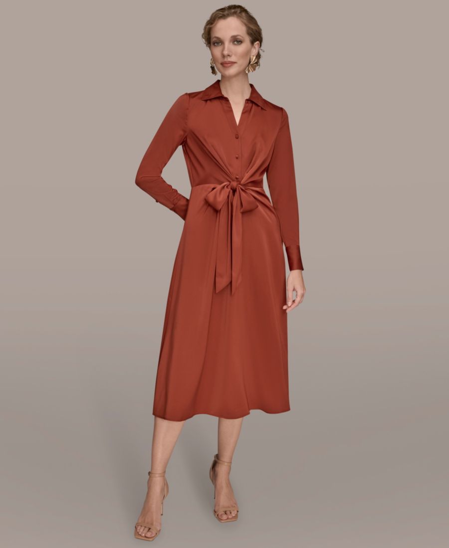 Женское платье-рубашка с завязками спереди Donna Karan New York, Cinnabar
Женское платье-рубашка с завязками спереди Donna Karan New York, Cinnabar