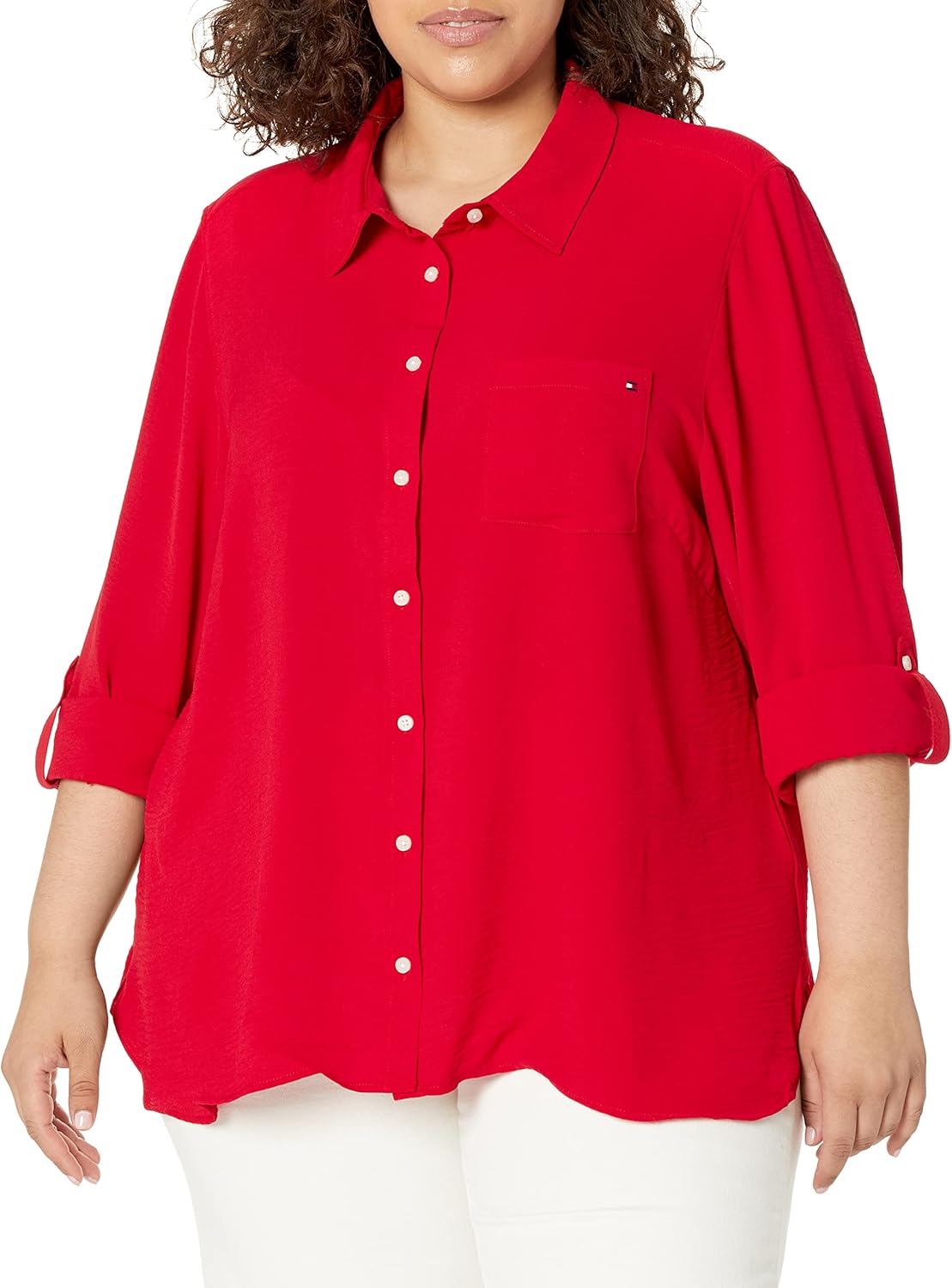 Женская рубашка Tommy Hilfiger с отворотами на рукавах и пуговицами, Scarlet
Женская рубашка Tommy Hilfiger с отворотами на рукавах и пуговицами, Scarlet
