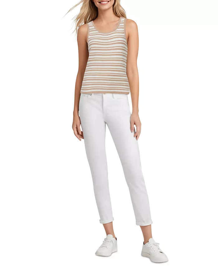 Женский трикотажный топ без рукавов в оливковую полоску Three Dots, мультиколор
Женский трикотажный топ без рукавов в оливковую полоску Three Dots, мультиколор