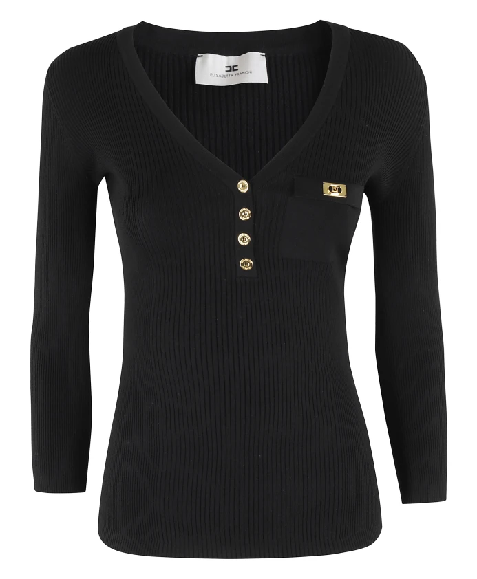Вязаный топ в рубчик Elisabetta Franchi, черный
Вязаный топ в рубчик Elisabetta Franchi, черный