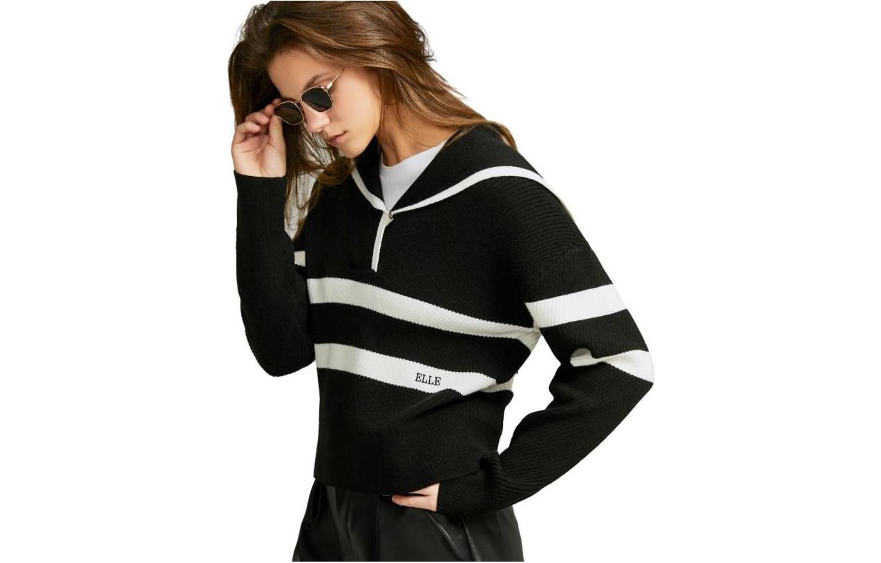 ELLE Трикотажный свитер Women's с воротником, черный, белый, темно-синий, Moderate Others
ELLE Трикотажный свитер Women's с воротником, черный, белый, темно-синий, Moderate Others