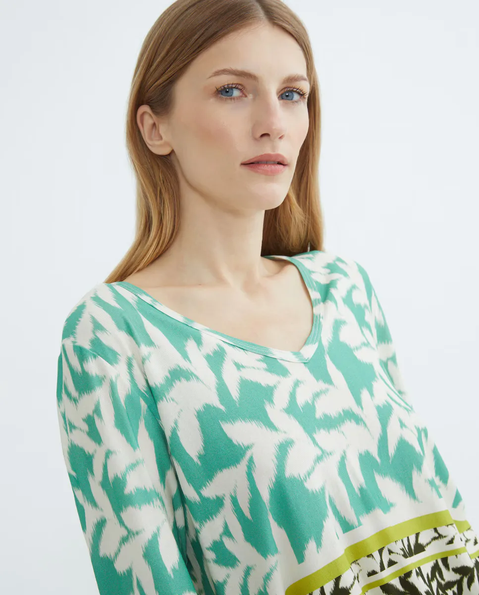 Футболка с рукавами 3/4 и V-образным вырезом Guitare, светло-зеленый 
Футболка с рукавами 3/4 и V-образным вырезом Guitare, светло-зеленый