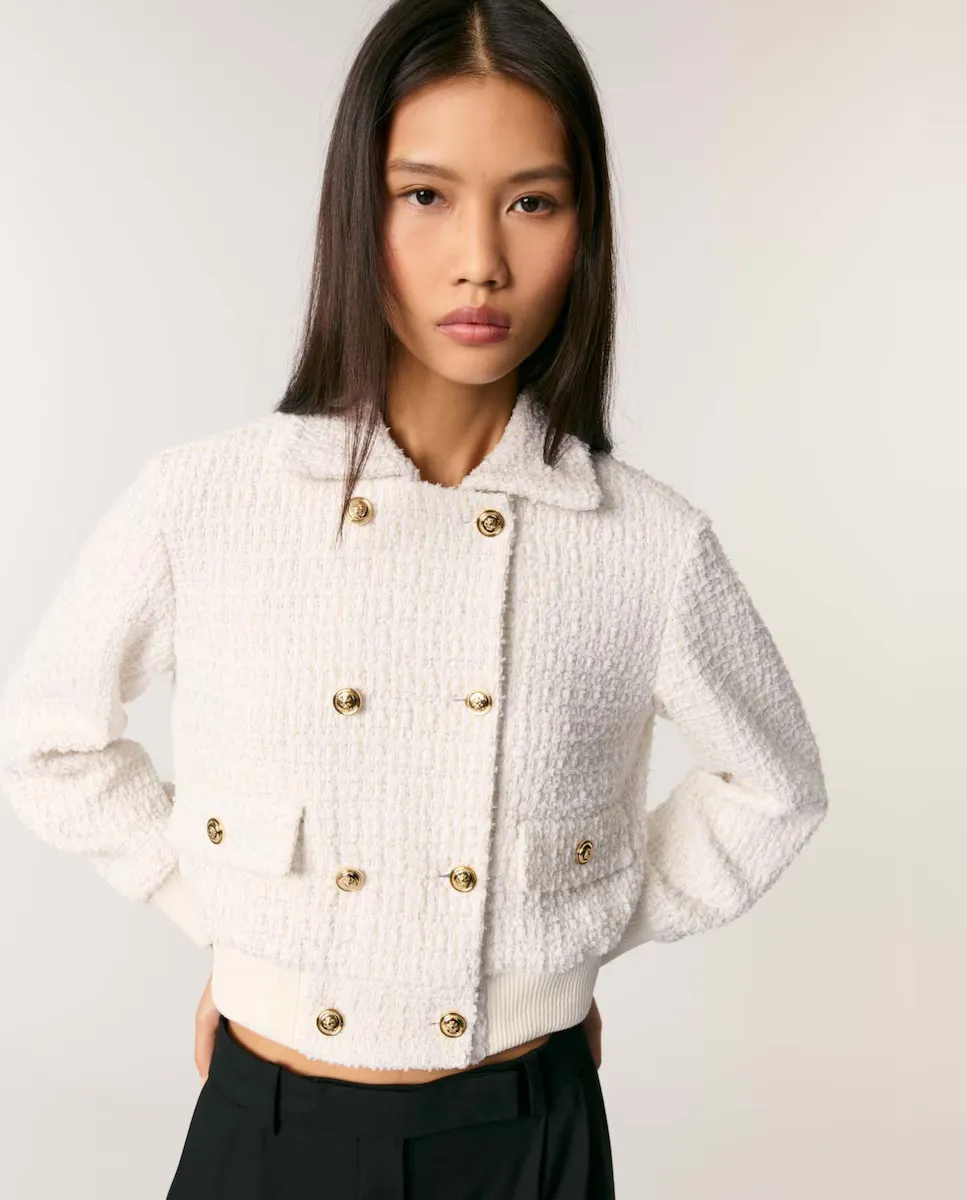 Женский короткий твидовый жакет Maje, белый
Женский короткий твидовый жакет Maje, белый