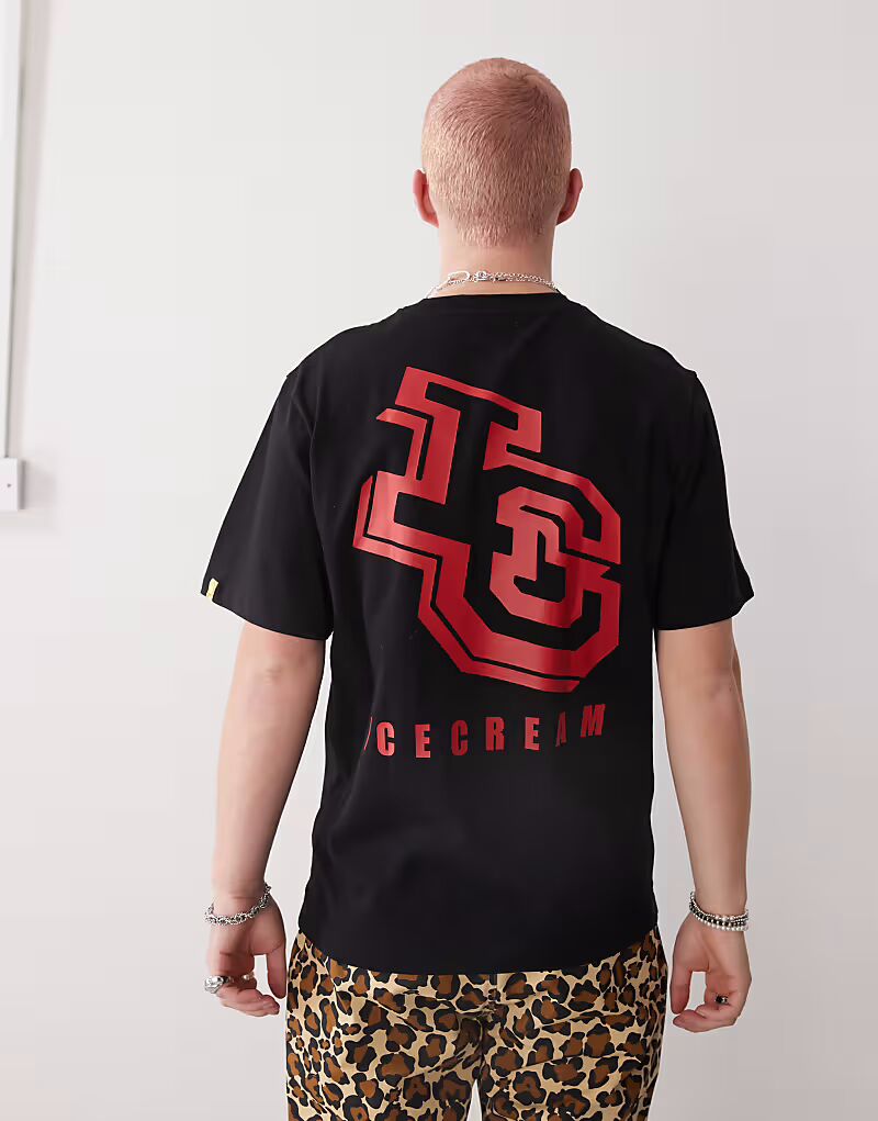 Футболка из плотной ткани с принтом логотипа ICECREAM на спине черного цвета
Футболка из плотной ткани с принтом логотипа ICECREAM на спине черного цвета