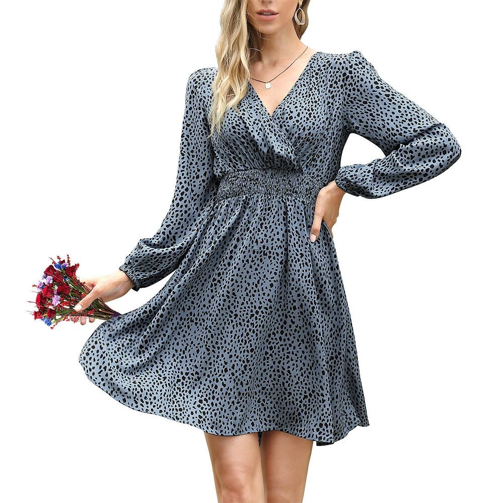 Женское шифоновое мини-платье с пышными рукавами и запахом и присборенной талией, леопардовым принтом Kojooin, розовый
Женское шифоновое мини-платье с пышными рукавами и запахом и присборенной талией, леопардовым принтом Kojooin, розовый