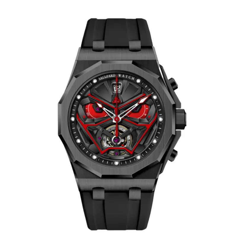 SAULPARD Часы Quartz Movement Watch Unisex Green Dial, Black & Red Black Silicone Rubber Band 
SAULPARD Часы Quartz Movement Watch Unisex Green Dial, Black & Red Black Silicone Rubber Band