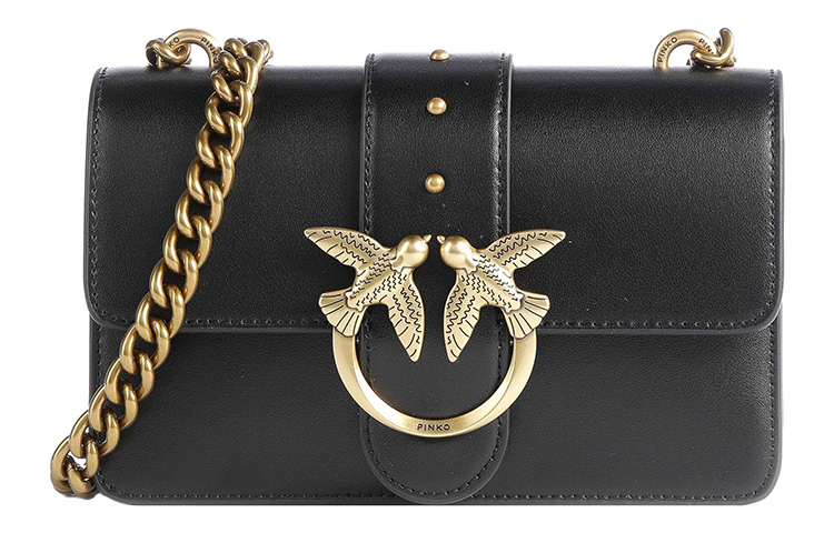 Гладкая кожаная сумка-ласточка через плечо миниатюрная женская черная PINKO
Гладкая кожаная сумка-ласточка через плечо миниатюрная женская черная PINKO