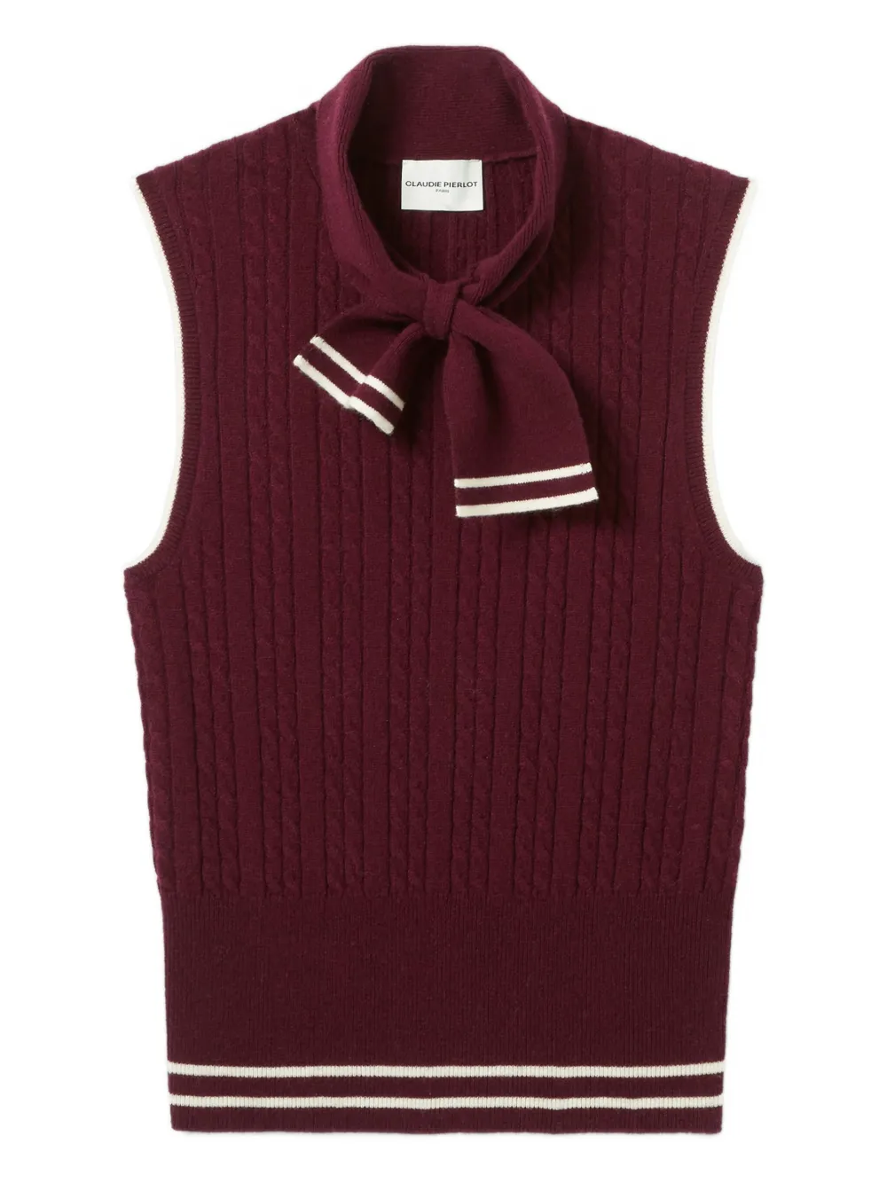 Свитер фактурной вязки с завязками на воротнике Claudie Pierlot, красный
Свитер фактурной вязки с завязками на воротнике Claudie Pierlot, красный