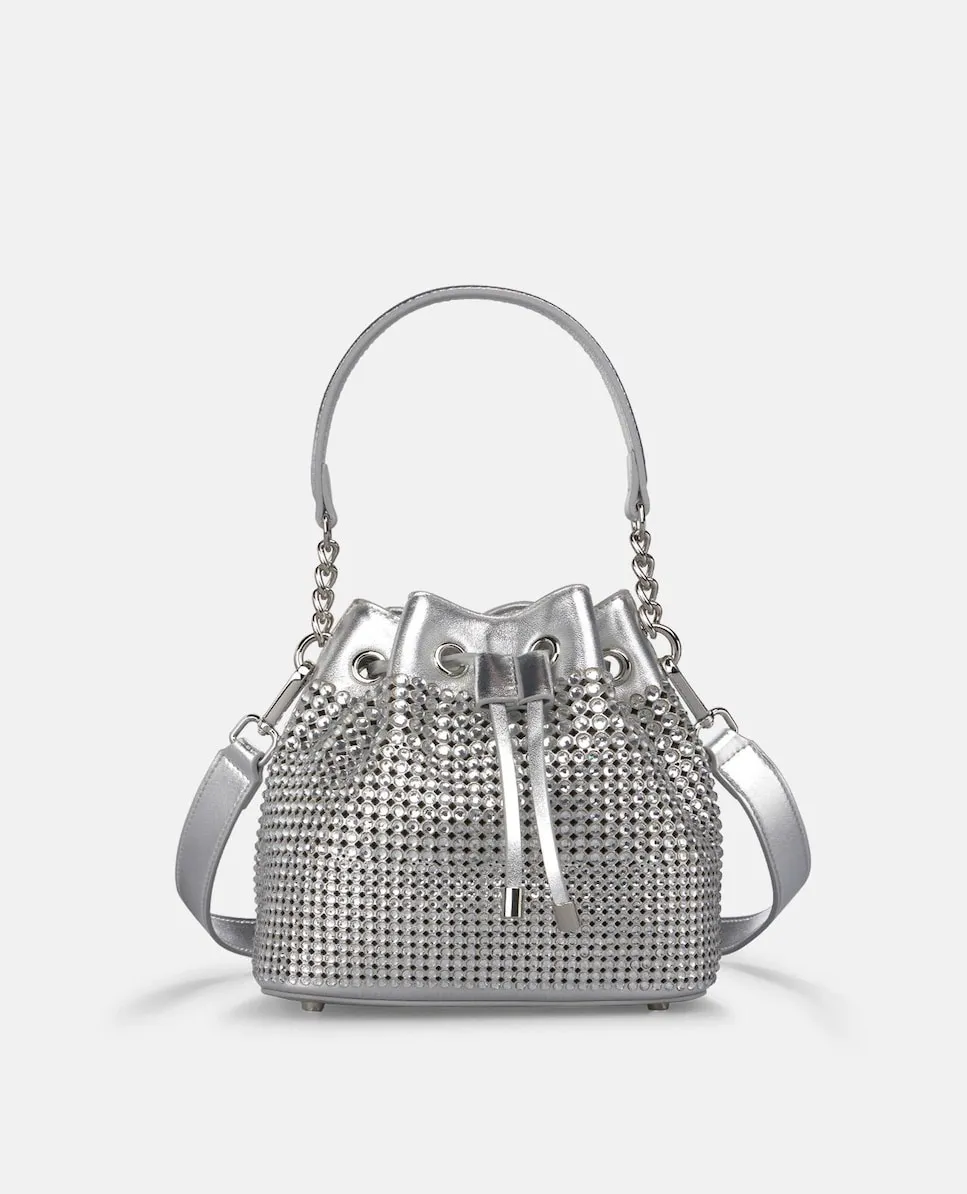 Женская сумка-бандольера в стиле бомбоньерки, украшенная стразами с регулируемой застежкой Alma En Pena, серебряный
Женская сумка-бандольера в стиле бомбоньерки, украшенная стразами с регулируемой застежкой Alma En Pena, серебряный