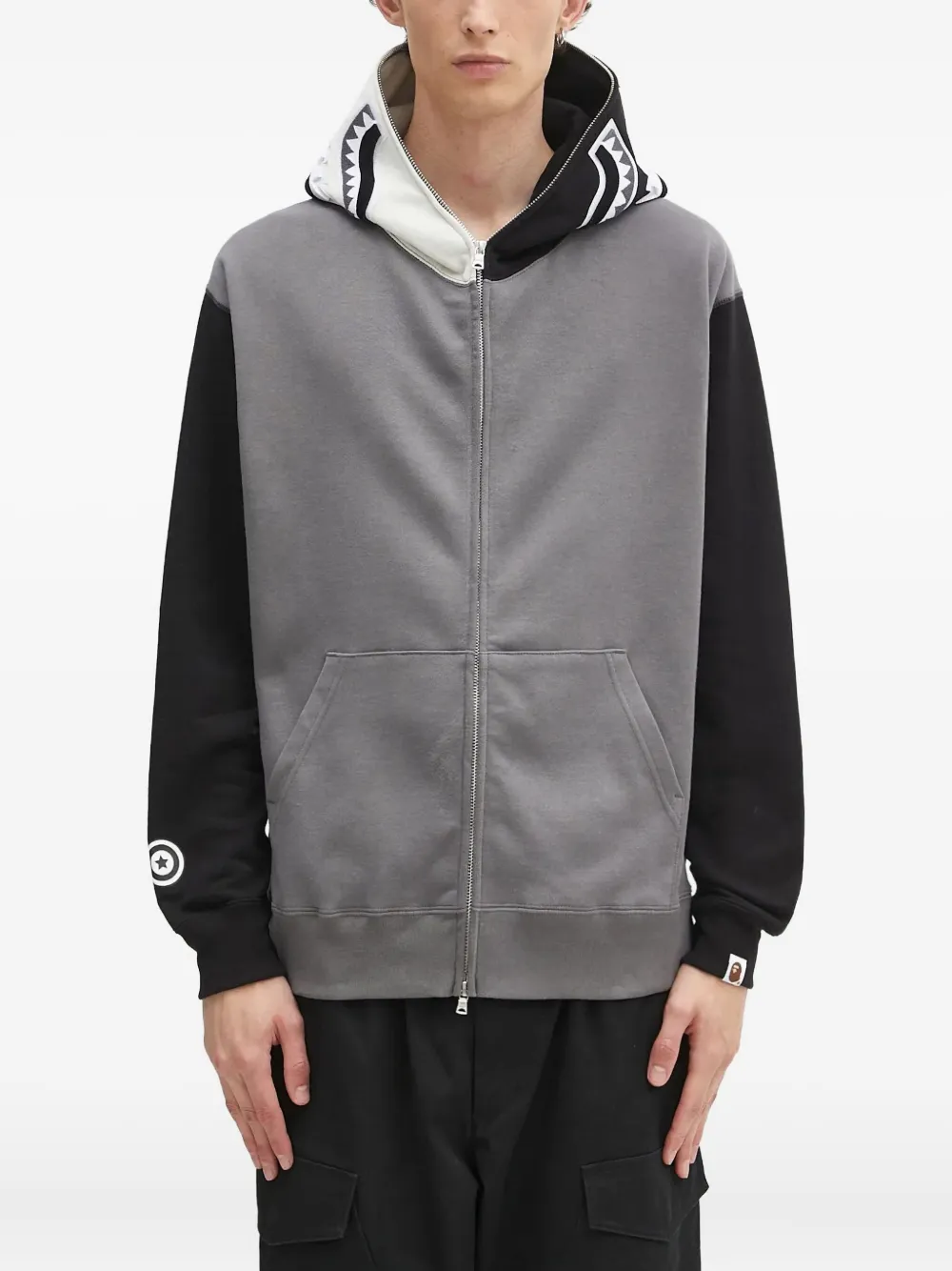 Худи на молнии с принтом A BATHING APE, серый 
Худи на молнии с принтом A BATHING APE, серый