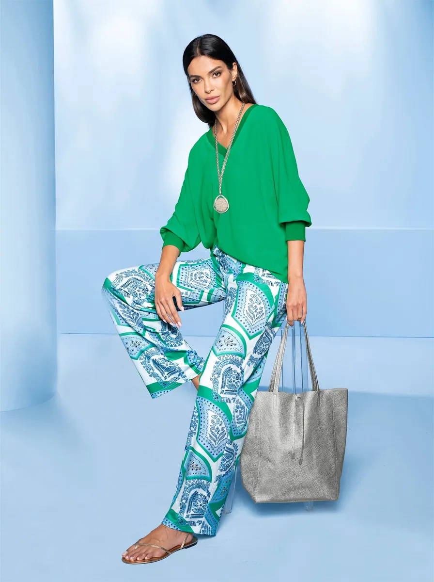 Блузка Heine с длинными рукавами, зеленый 
Блузка Heine с длинными рукавами, зеленый