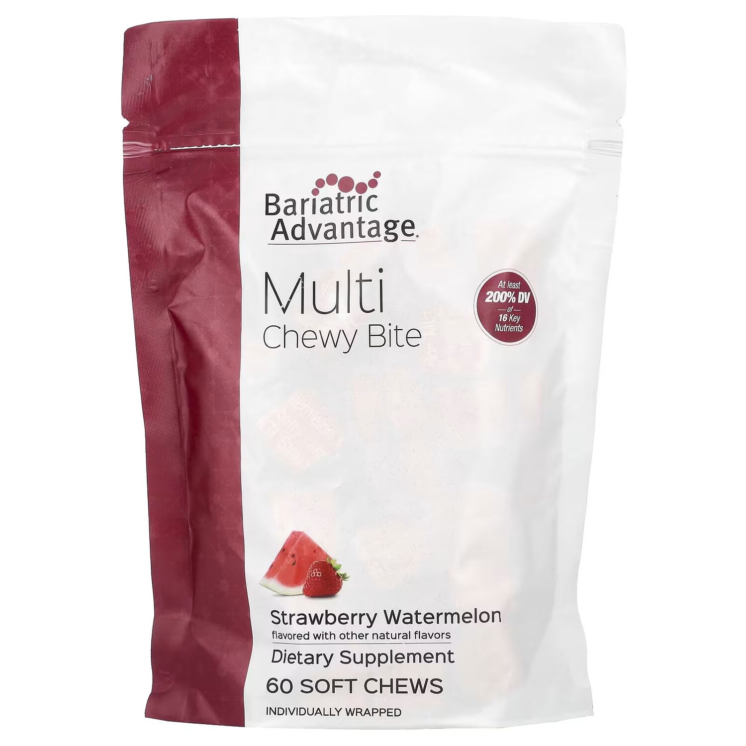 Multi Chewy Bite, Клубника и арбуз, 60 мягких жевательных конфет Bariatric Advantage
Multi Chewy Bite, Клубника и арбуз, 60 мягких жевательных конфет Bariatric Advantage