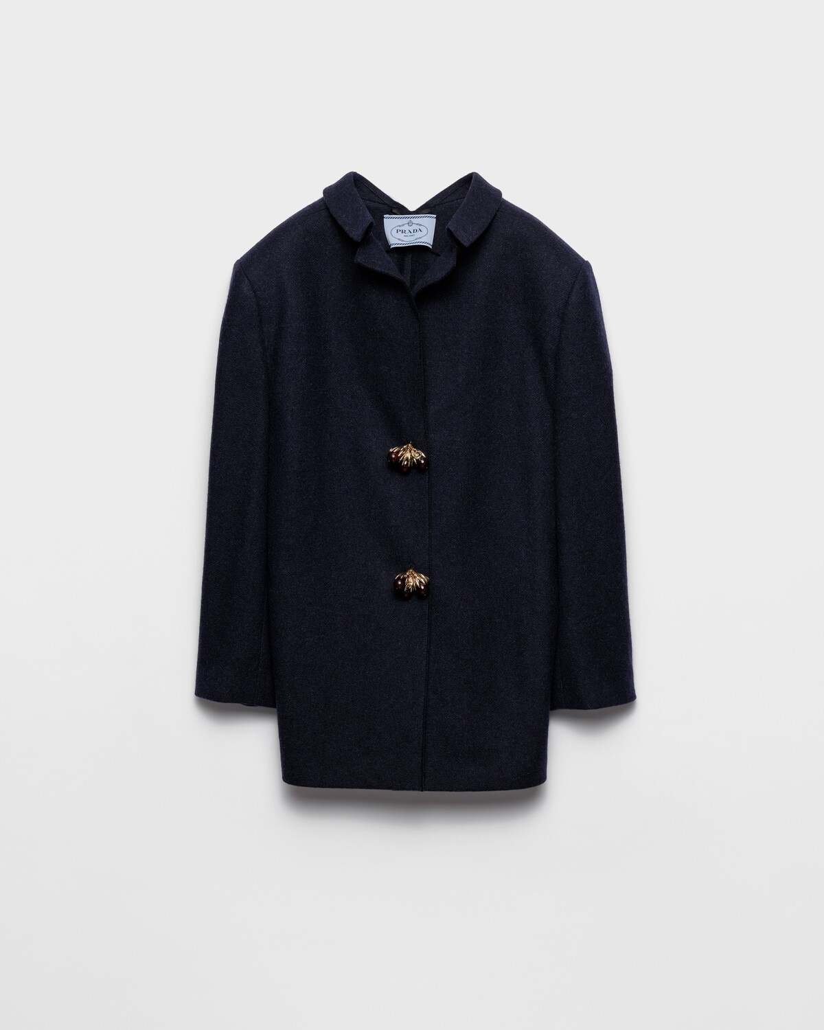 Пиджак из шетландской шерсти с украшенными пуговицами Prada, темно-синий
Пиджак из шетландской шерсти с украшенными пуговицами Prada, темно-синий