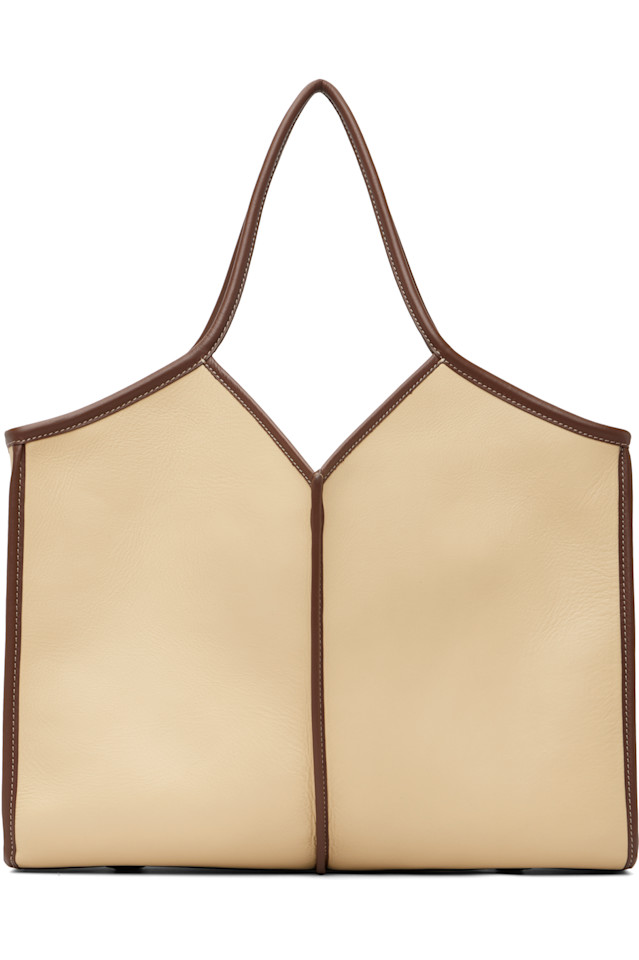 Hereu Бежевая квадратная кожаная сумка-тоут Calella среднего размера
Hereu Бежевая квадратная кожаная сумка-тоут Calella среднего размера