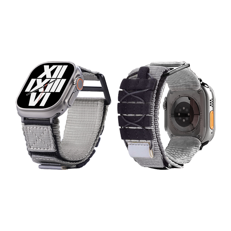 Ремешок Apple совместимый нейлоновый Biaodaige, серо-белый 
Ремешок Apple совместимый нейлоновый Biaodaige, серо-белый