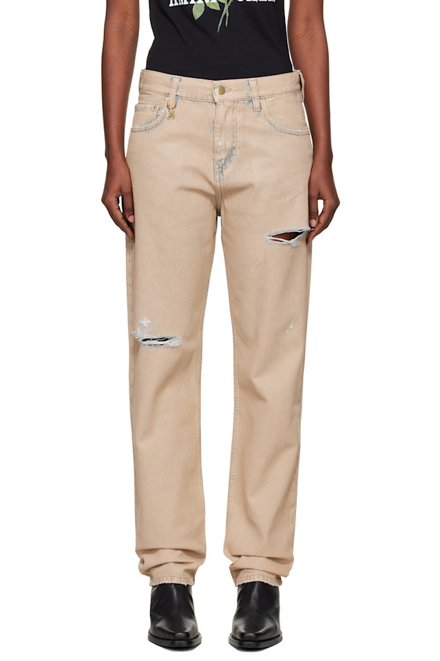 Amiri Бежевые прямые рваные джинсы
Amiri Бежевые прямые рваные джинсы
