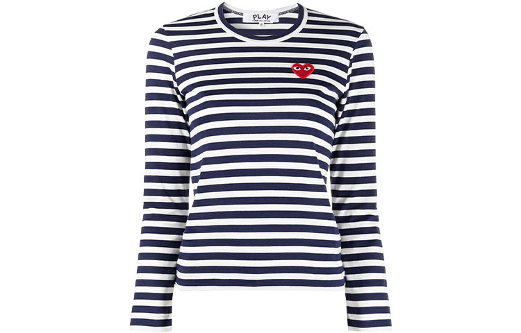 Cdg Play Женская полосатая футболка с длинным рукавом Comme Des Garcons Play, темно-синяя/белая
Cdg Play Женская полосатая футболка с длинным рукавом Comme Des Garcons Play, темно-синяя/белая