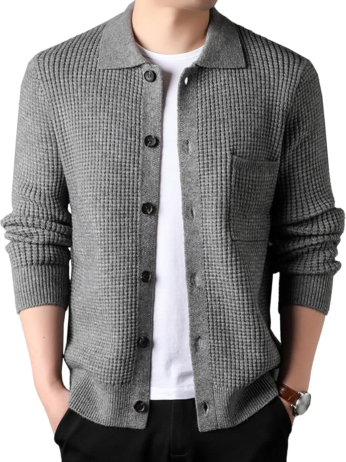 Мужской кардиган Slim Fit из шерстяной смеси с реверсивным воротником JEShifangjiusu
Мужской кардиган Slim Fit из шерстяной смеси с реверсивным воротником JEShifangjiusu