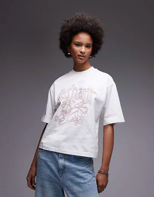 Белая футболка в стиле хакворк Carhartt WIP
Белая футболка в стиле хакворк Carhartt WIP