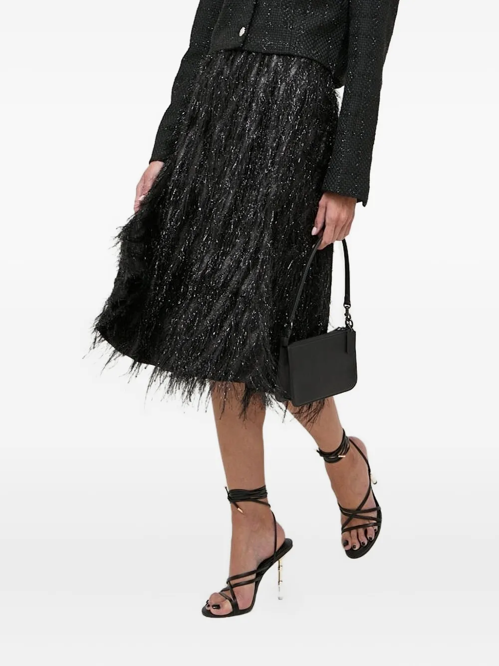 Юбка миди с бахромой и эффектом металлик Custommade, черный
Юбка миди с бахромой и эффектом металлик Custommade, черный