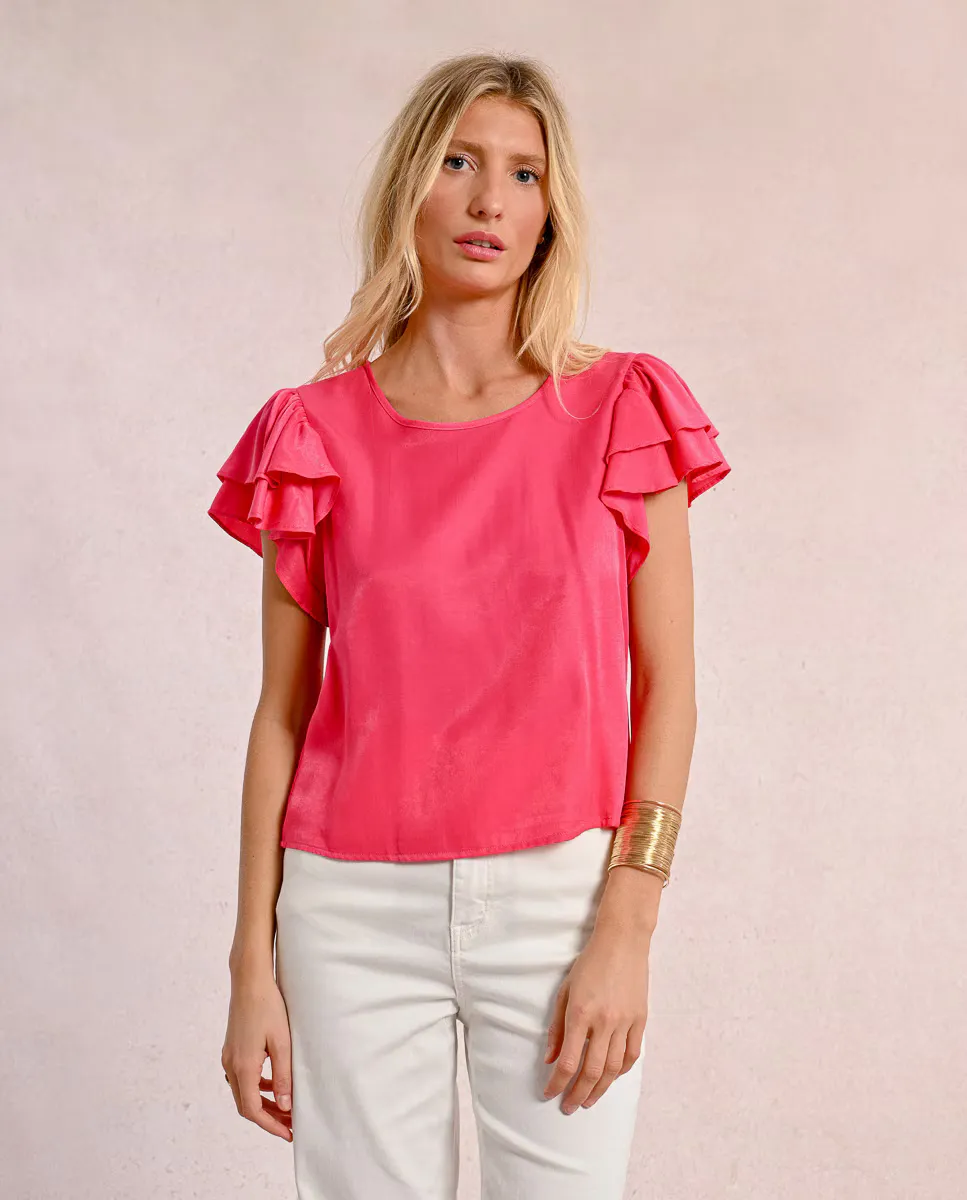 Футболка с короткими рукавами и оборками Molly Bracken, розовый 
Футболка с короткими рукавами и оборками Molly Bracken, розовый
