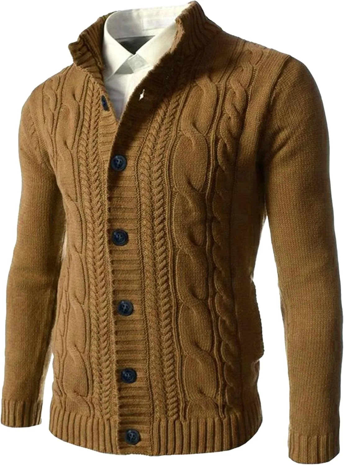 Мужской кардиган с воротником стойкой, длинный рукав, пуговицы, кабельная вязка, Slim Fit QOAAIE
Мужской кардиган с воротником стойкой, длинный рукав, пуговицы, кабельная вязка, Slim Fit QOAAIE