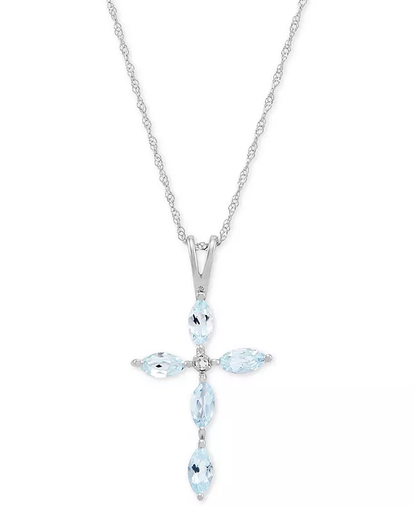 Ожерелье с подвеской-крестом 18 дюймов из 14-каратного белого золота с драгоценными камнями и бриллиантами Macy'S, aquamarine
Ожерелье с подвеской-крестом 18 дюймов из 14-каратного белого золота с драгоценными камнями и бриллиантами Macy'S, aquamarine