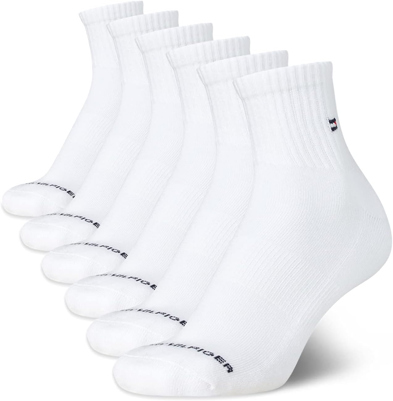 Мужские носки Tommy Hilfiger Quarter - 6 пар мягких эластичных носков для бега до щиколотки с амортизацией для мужчин (размеры: 7-12), Pure White
Мужские носки Tommy Hilfiger Quarter - 6 пар мягких эластичных носков для бега до щиколотки с амортизацией для мужчин (размеры: 7-12), Pure White