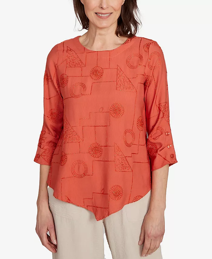 Женский топ Copper Canyon с металлизированной геометрической вышивкой Alfred Dunner, оранжевый
Женский топ Copper Canyon с металлизированной геометрической вышивкой Alfred Dunner, оранжевый