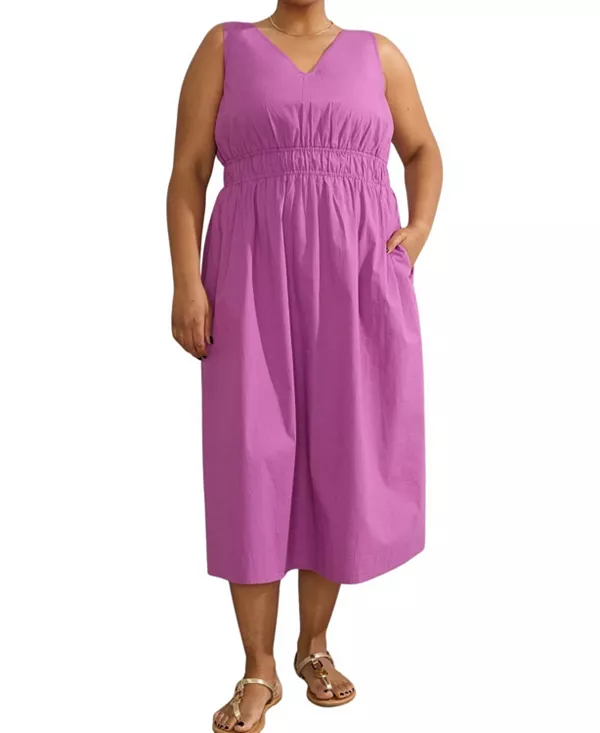 Платье с V-образным вырезом и эластичной талией Live Unlimited, фиолетовый
Платье с V-образным вырезом и эластичной талией Live Unlimited, фиолетовый