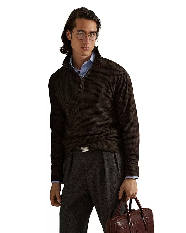 Роскошный трикотажный пуловер с застежкой-молнией на четверть длины и узором «гусиная лап Polo Ralph Lauren, коричневый
Роскошный трикотажный пуловер с застежкой-молнией на четверть длины и узором «гусиная лап Polo Ralph Lauren, коричневый