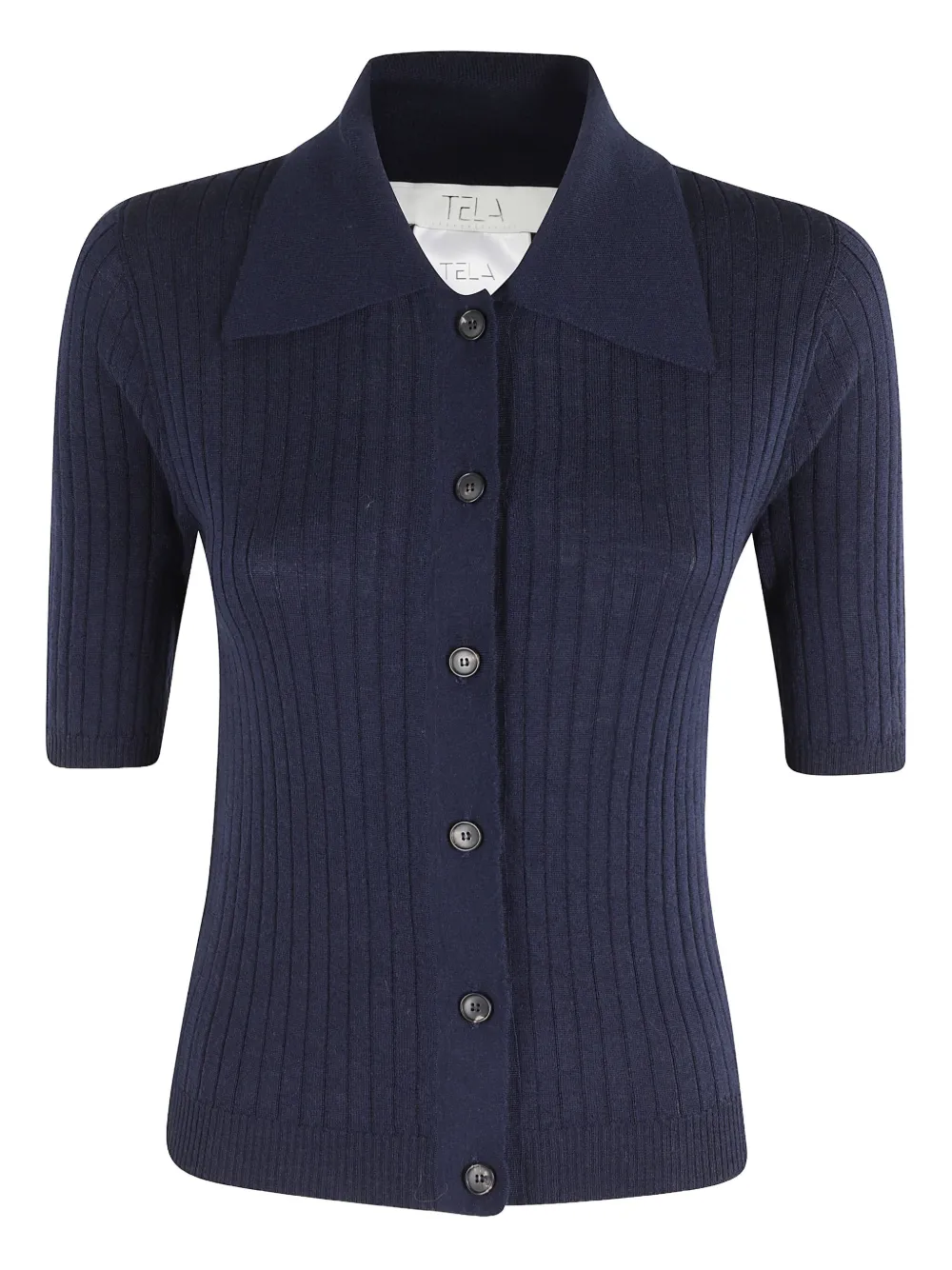 Кардиган с короткими рукавами из ребристой вязки Tela, синий
Кардиган с короткими рукавами из ребристой вязки Tela, синий