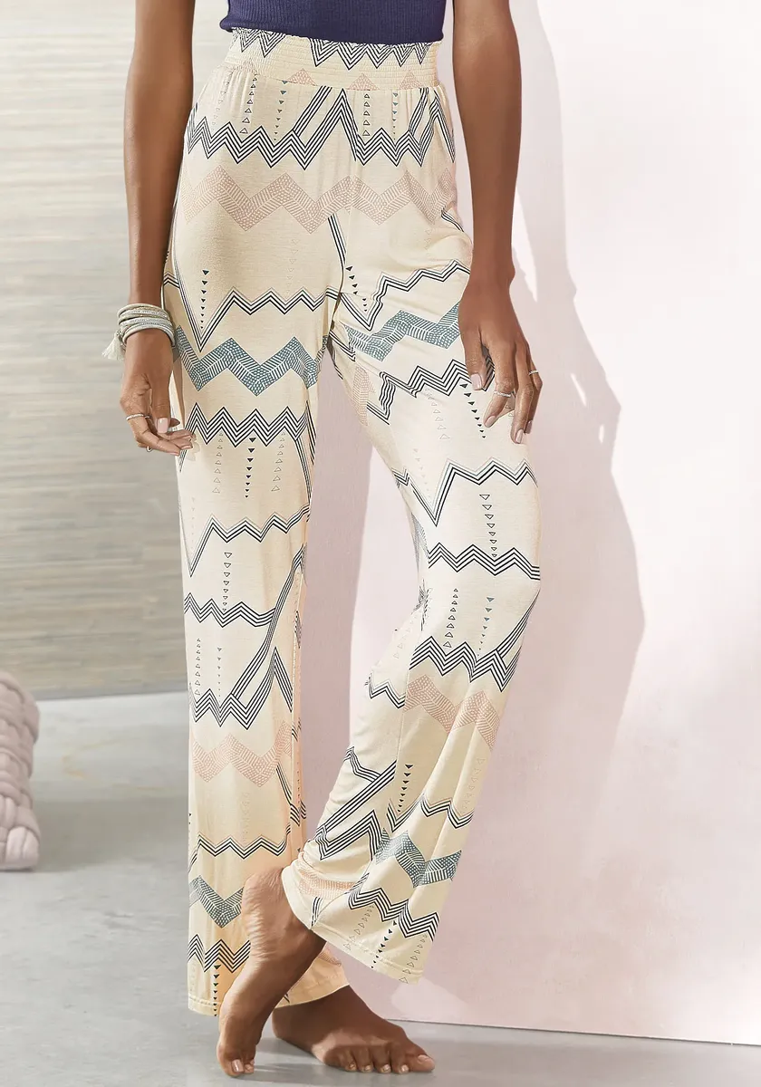 Пижамные брюки LASCANA с графичным зигзагообразным узором, бежевый
Пижамные брюки LASCANA с графичным зигзагообразным узором, бежевый