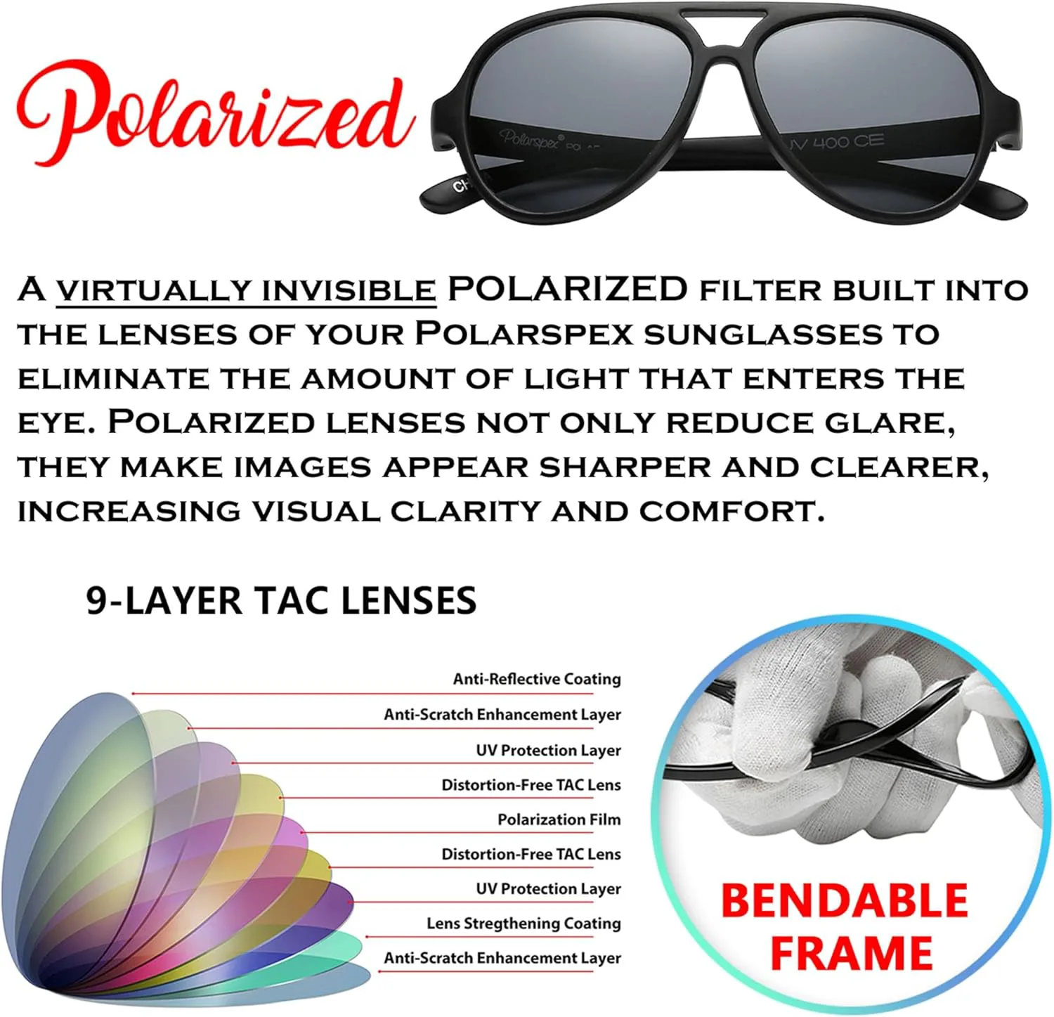 Детские солнцезащитные очки PolarSpex - гибкие и поляризованные очки-авиаторы - не содержат бисфенола-А - для детей от 3 до 7 лет, Black | Polarized Smoke
Детские солнцезащитные очки PolarSpex - гибкие и поляризованные очки-авиаторы - не содержат бисфенола-А - для детей от 3 до 7 лет, Black | Polarized Smoke