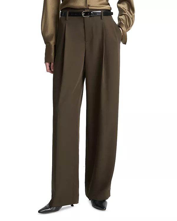 Брюки с высокой талией и складками Vince, зеленый
Брюки с высокой талией и складками Vince, зеленый