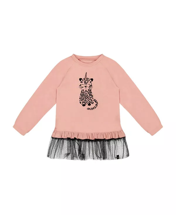 Длинный двухслойный топ для девочек из разных материалов с сетчатой оборкой по низу и леопардовым принтом - для маленькой девочки. Deux Par Deux, розовый
Длинный двухслойный топ для девочек из разных материалов с сетчатой оборкой по низу и леопардовым принтом - для маленькой девочки. Deux Par Deux, розовый