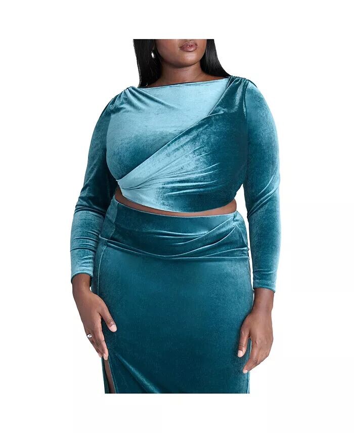 Женский бархатный топ с длинными рукавами больших размеров ELOQUII, синий
Женский бархатный топ с длинными рукавами больших размеров ELOQUII, синий