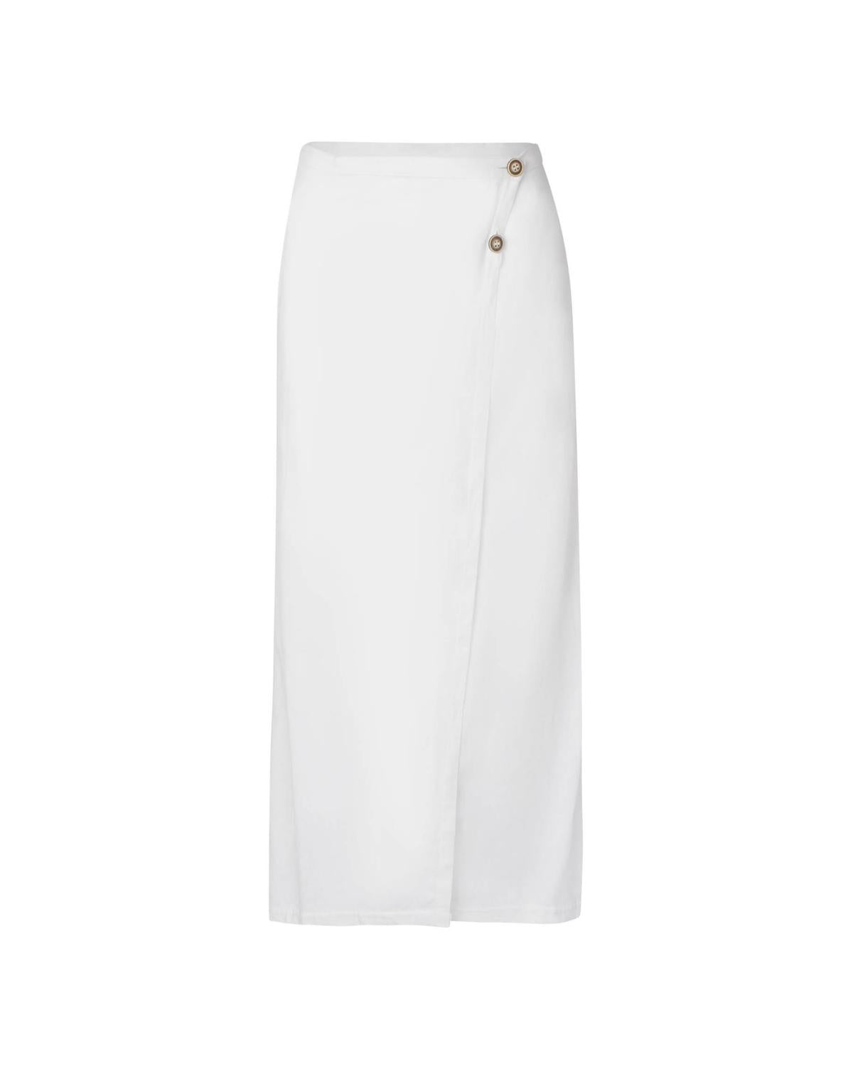 Женская льняная юбка-расклеш с запахом в бежевом цвете Scarlet SOAH 
Женская льняная юбка-расклеш с запахом в бежевом цвете Scarlet SOAH