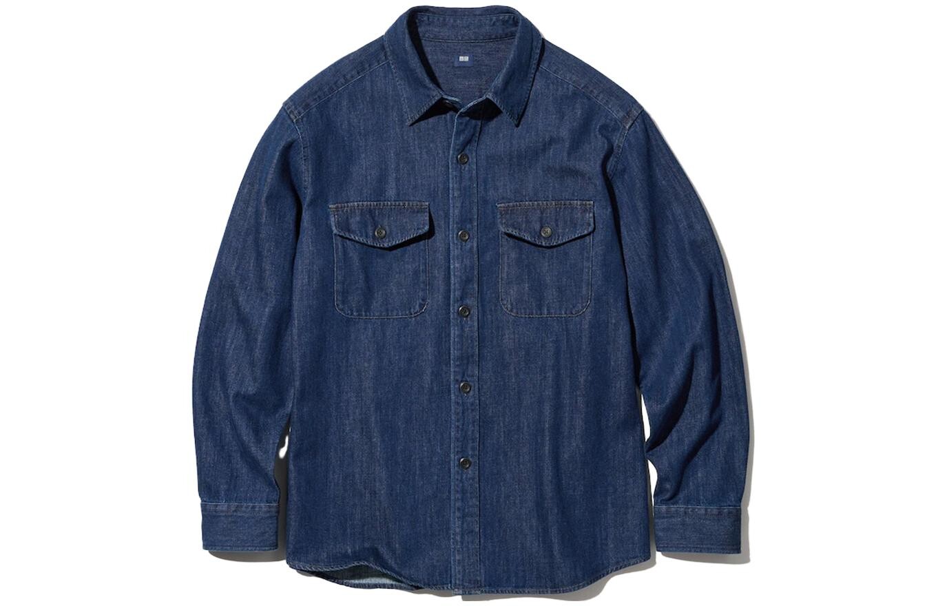 Рубашка унисекс темно-синяя Uniqlo, темно-синий 
Рубашка унисекс темно-синяя Uniqlo, темно-синий