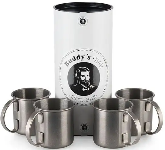 Кружка Buddy's "Buddy's Bar", (набор, 4 шт), кружка "Москва Мул", 450 мл, высококачественная нержавеющая сталь, античная нержавеющая сталь Ø 9х9 см, 450мл, цвет silberfarben/edelstahlfarben
Кружка Buddy's "Buddy's Bar", (набор, 4 шт), кружка "Москва Мул", 450 мл, высококачественная нержавеющая сталь, античная нержавеющая сталь Ø 9х9 см, 450мл, цвет silberfarben/edelstahlfarben