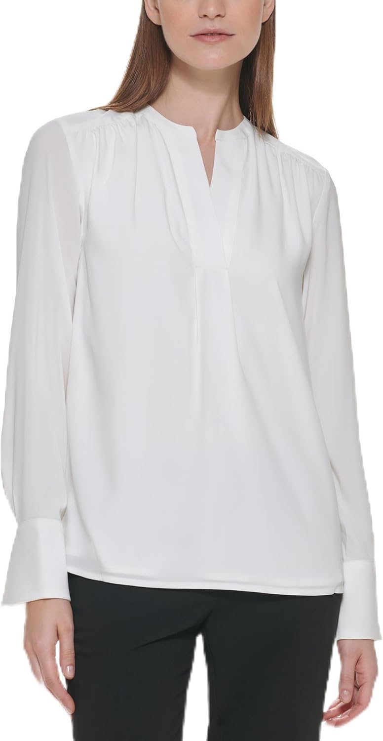 Женская блузка без рукавов с воротником-стойкой от Calvin Klein, White
Женская блузка без рукавов с воротником-стойкой от Calvin Klein, White