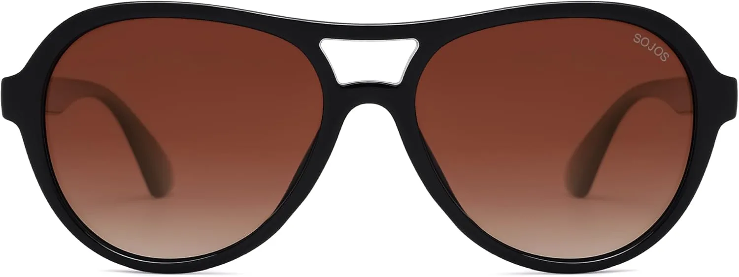 Солнцезащитные очки SOJOS Retro Aviator с поляризацией для женщин и мужчин, винтажный стиль 70-х, защита от УФ-излучения, модель SJ2646, Black/Dark Brown Grading
Солнцезащитные очки SOJOS Retro Aviator с поляризацией для женщин и мужчин, винтажный стиль 70-х, защита от УФ-излучения, модель SJ2646, Black/Dark Brown Grading
