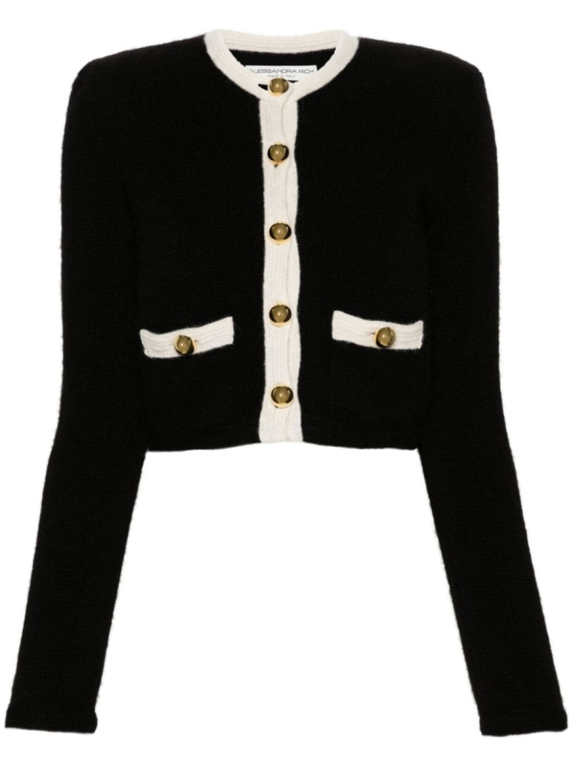 Alessandra Rich вязаный укороченный кардиган, черный 
Alessandra Rich вязаный укороченный кардиган, черный