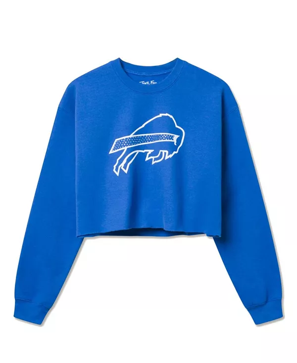 Женская флисовая куртка с логотипом NFL Buffalo Bills и надписью "Bling Flea Market Crop". Junk Food Clothing, синий
Женская флисовая куртка с логотипом NFL Buffalo Bills и надписью "Bling Flea Market Crop". Junk Food Clothing, синий
